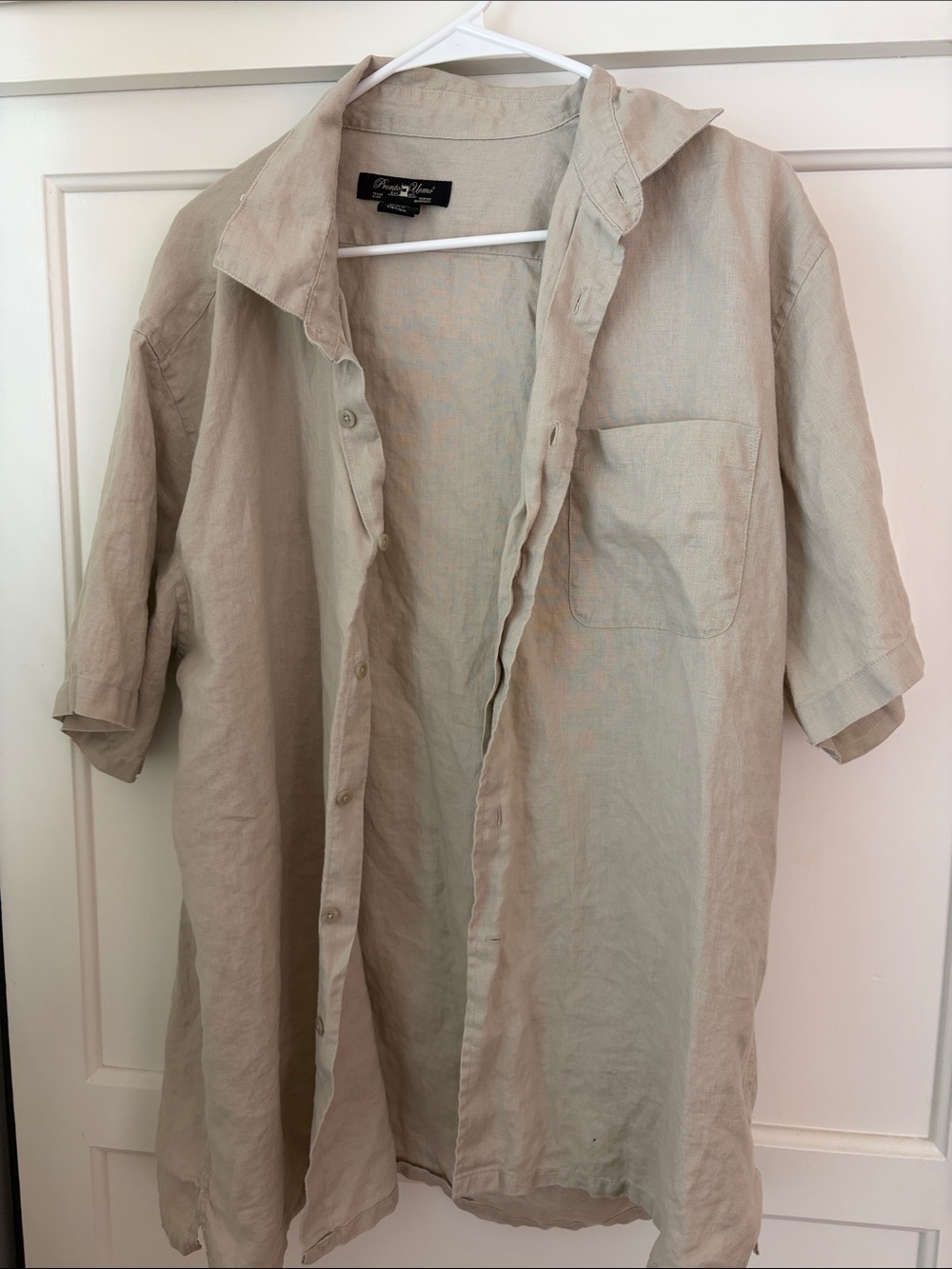 Beige Linen Button-Up Shirt